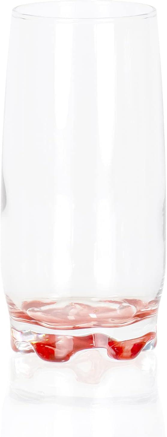 Colorful Bottom Recyclable Glass Tumblers, 13.25 Ounce - Set of 6