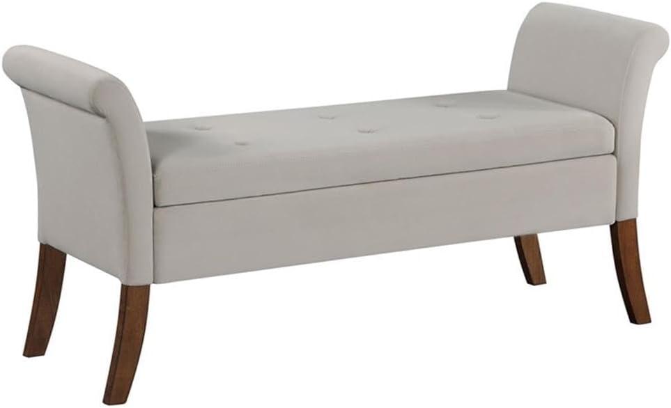 Coaster Farrah Velvet Upholstered Rolled Arms Storage Bench in Beige and Brown