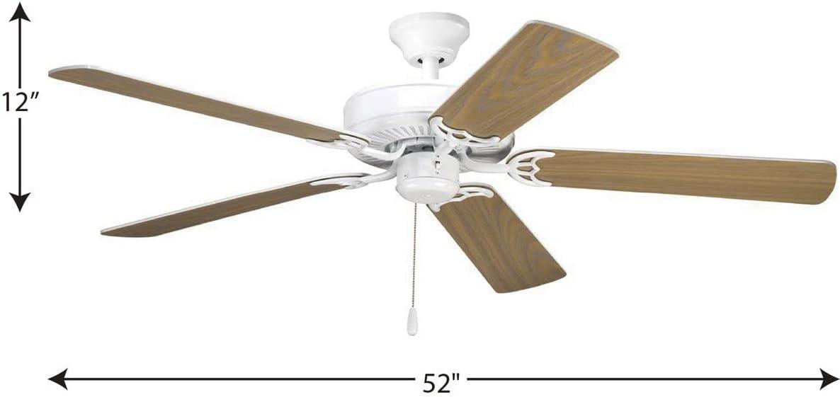 P2501-30-Progress Lighting-AirPro - Wide - Ceiling Fan in Transitional style - 52 Inches wide by 13.5 Inches high-White/Washed Oak Finish