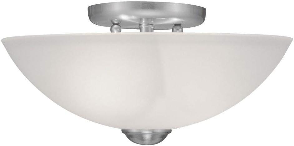 Somerset Brushed Nickel 2-Light Semi Flush Mount with Satin Glass