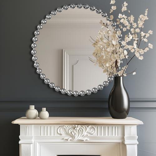 Marlowe Beaded Round Metal Wall Mirror