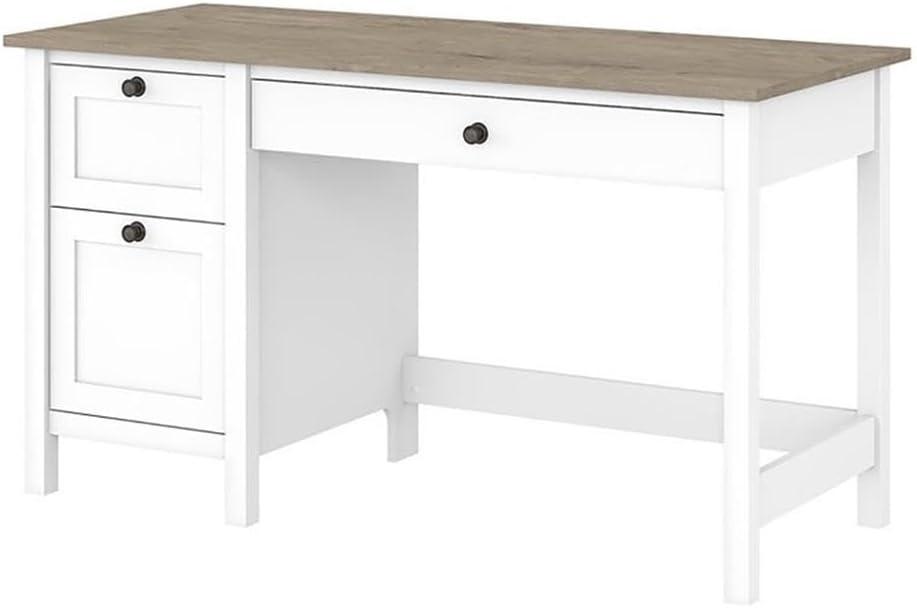 54W Mayfield Computer Desk with Drawers Shiplap Gray/Pure White - Bush Furniture: Home Office Workstation