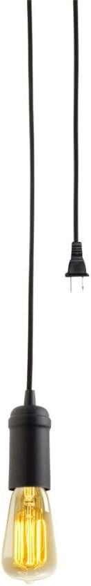Globe Electric Edison 1-Light Matte Black Plug-In Pendant, 65114