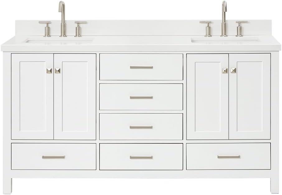 Ariel A067dwqrvo Cambridge 67" Free Standing Double Rectangular Basin Vanity Set - White