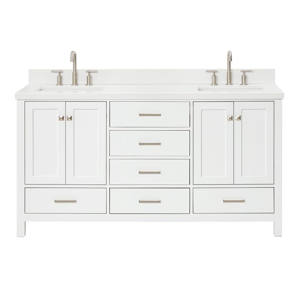 Ariel A067dwqrvo Cambridge 67" Free Standing Double Rectangular Basin Vanity Set - White