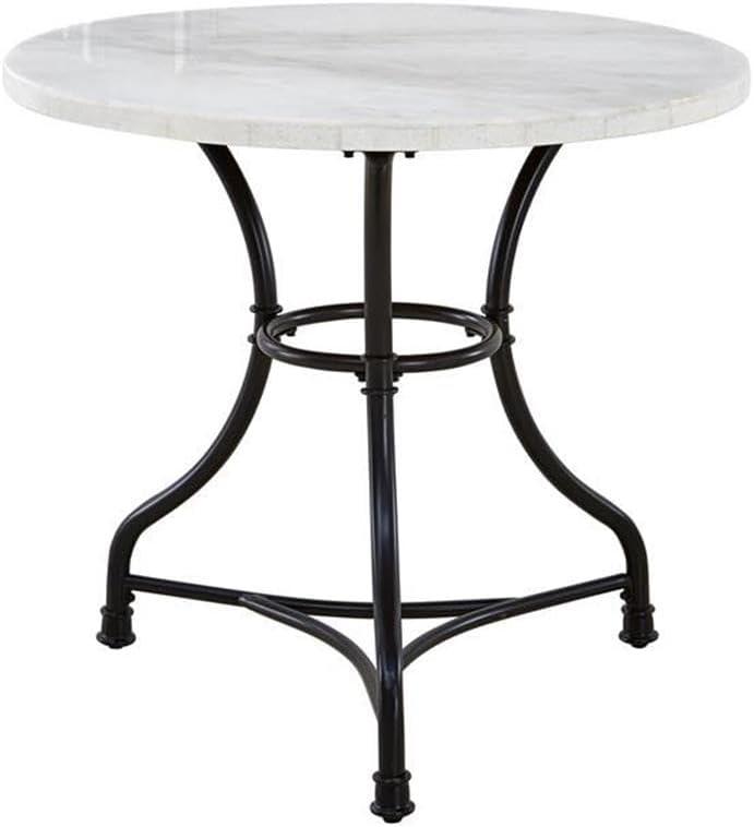 Claire Round Cafe Table White/Black - Steve Silver Co.: 34" Iron Base, Marble Top, Seats 2