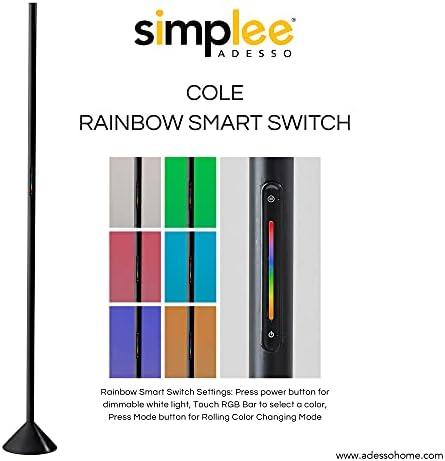 Simplee Adesso Cole LED Color Changing Wall Washer Floor Lamp, Matte Black, Plastic, Frosted Diffuser Shade