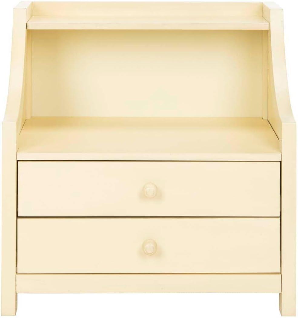 White Transitional 2-Drawer Wooden Nightstand