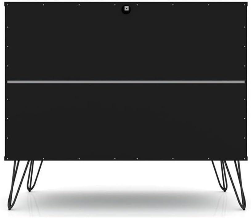 Rockefeller Dresser Black - Manhattan Comfort: MDF Composite Frame, 3-Drawer Storage for Bedroom