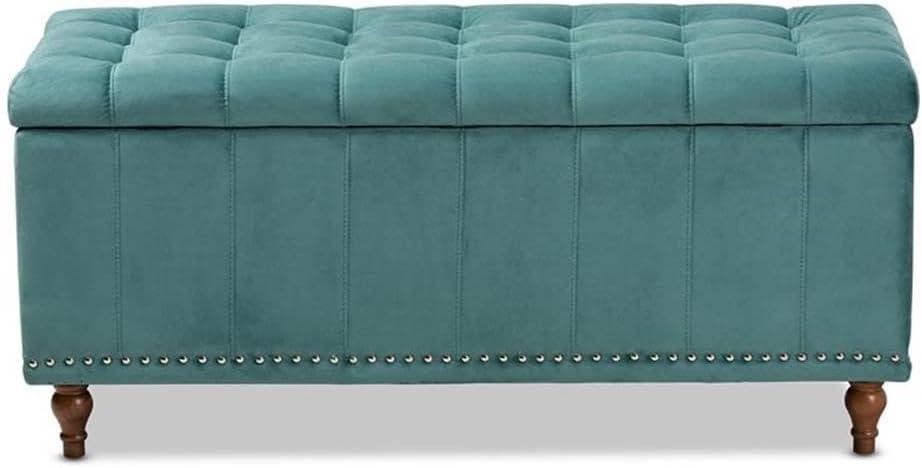 Kaylee Velvet Upholstered Button Tufted Ottoman Bench with Interior Storage - Baxton Studio
