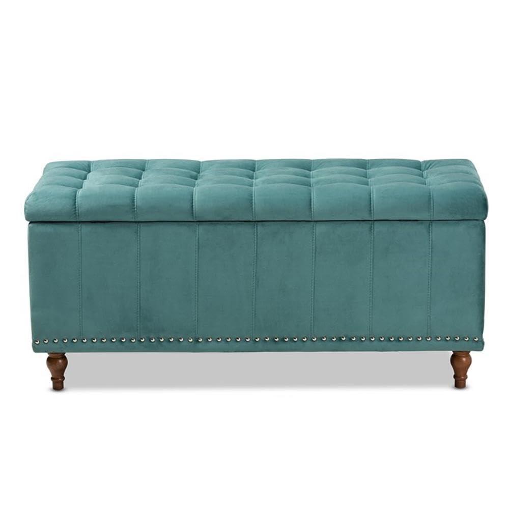 Kaylee Velvet Upholstered Button Tufted Ottoman Bench with Interior Storage - Baxton Studio