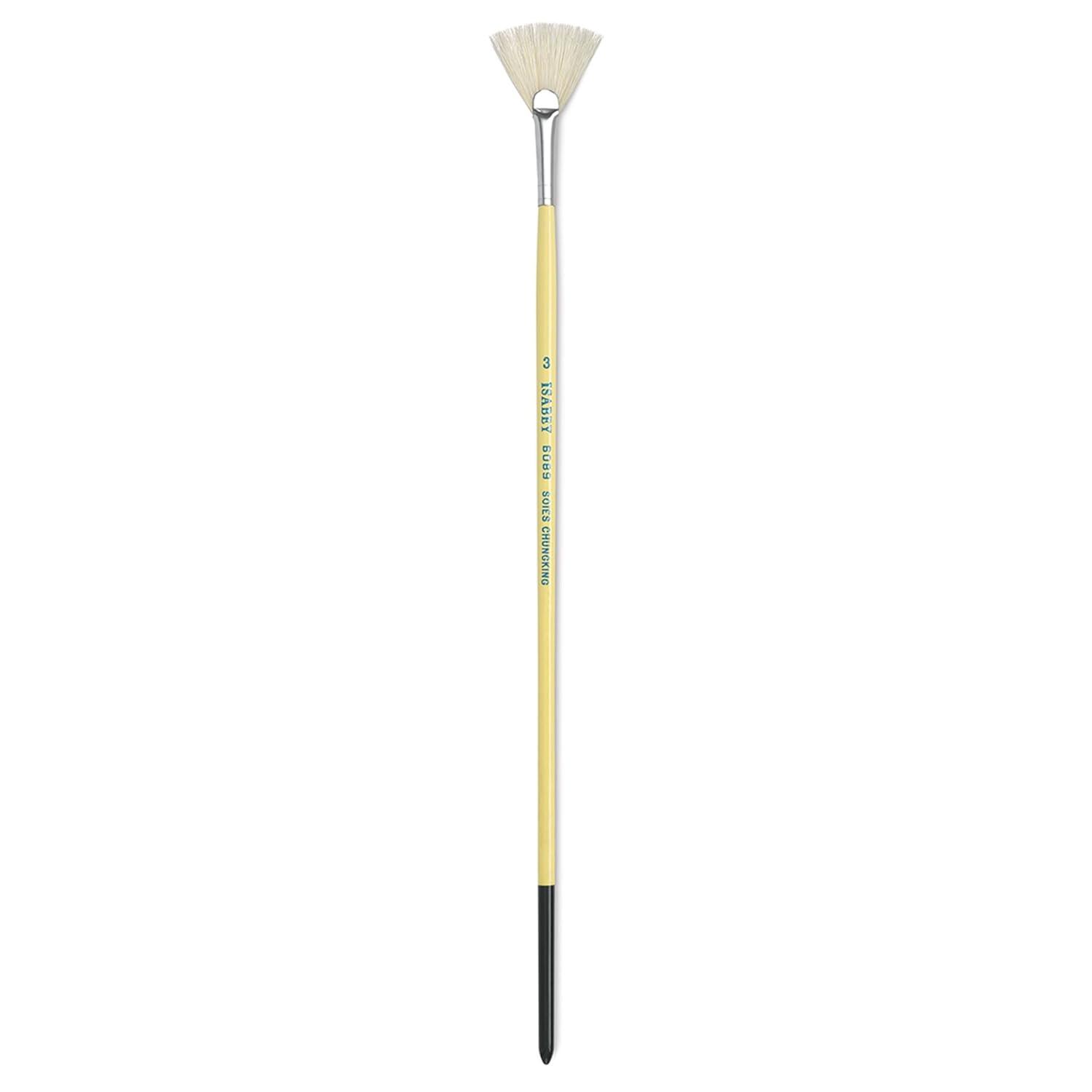 Yellow Handle Chungking Bristle Fan Brush for Oil and Acrylic