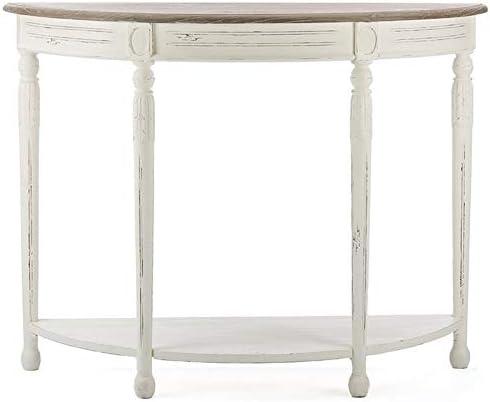 Baxton Studio Vologne Console Table in Antique White and Natural