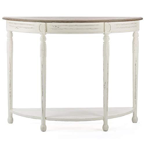 Baxton Studio Vologne Console Table in Antique White and Natural