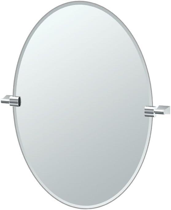 Polished Chrome Frameless Oval Vanity Mirror 26.5" x 19.5"