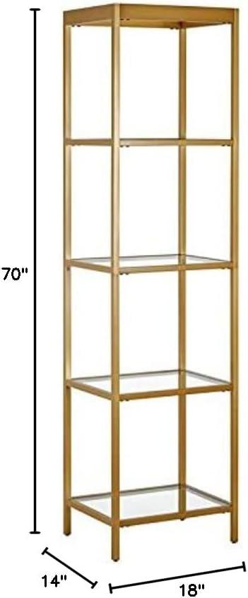 Evelyn&Zoe Alexis 18" Wide Rectangular Bookcase, Brass