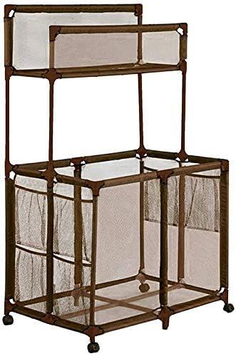 Essentially Yours Pool Storage Equipment Organizer Holder - Noodles, Toys, Balls and Floats Mesh Rolling Double Decker Bin, Large with Noodle Holder, (35.3" W x 23" L x 59.4" H), Brown Style 561935