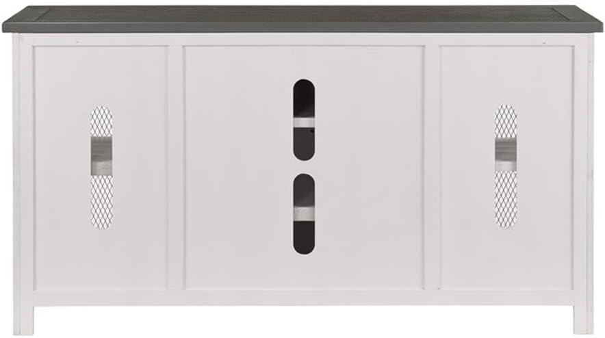 Martin Svensson Home Hampton Solid Wood TV Stand White Stain with Grey Stain Top