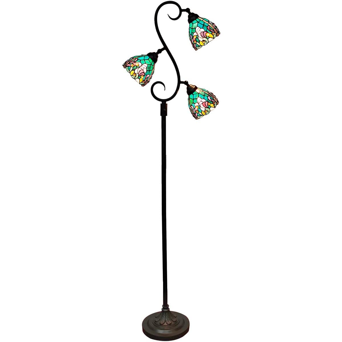 Dale Tiffany Alassio Teal 3-Light Tiffany Floor Lamp
