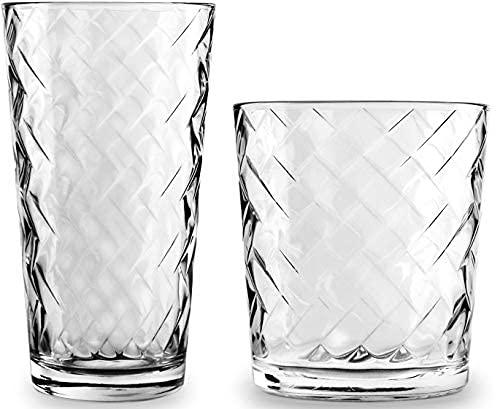 40128-AM Chevron Entertaining Beverage Glass Set, Clear - 12 Piece