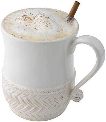 White Ceramic Mug with Embossed Detailing, 15oz