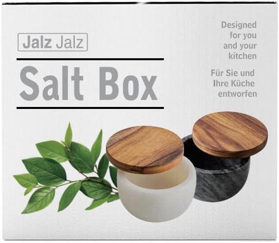 salt cellar salt box large big size salt holder white Marble Base Wood Cover Salt Box Salt Cellar with spoon Decorative Boxes Big Capacity Salt Container Spice Cellar salt and pepper keeper