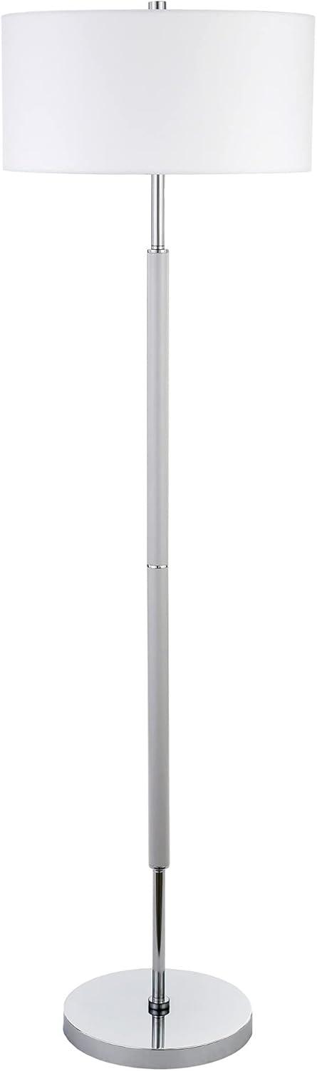 Simone Cool Gray & Black Dual-Tone Metal Floor Lamp with Linen Shade