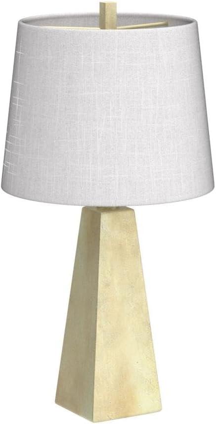 JONATHAN Y 20.5" Alexis Resin Table Lamp (Includes LED Light Bulb) Gold: Modern Geometric Pyramid Base, Silk-Wrapped Cord