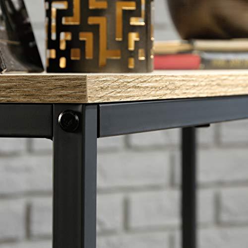 Charter Oak and Black Metal Slim Entryway Table with Storage