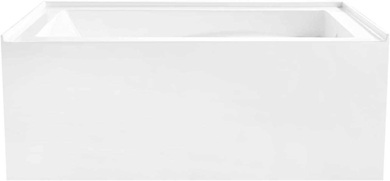 Kingston Brass Aqua Eden 54-Inch Acrylic Rectangular 3-Wall Alcove Tub, Hand Drain and Anti-Skid Surface