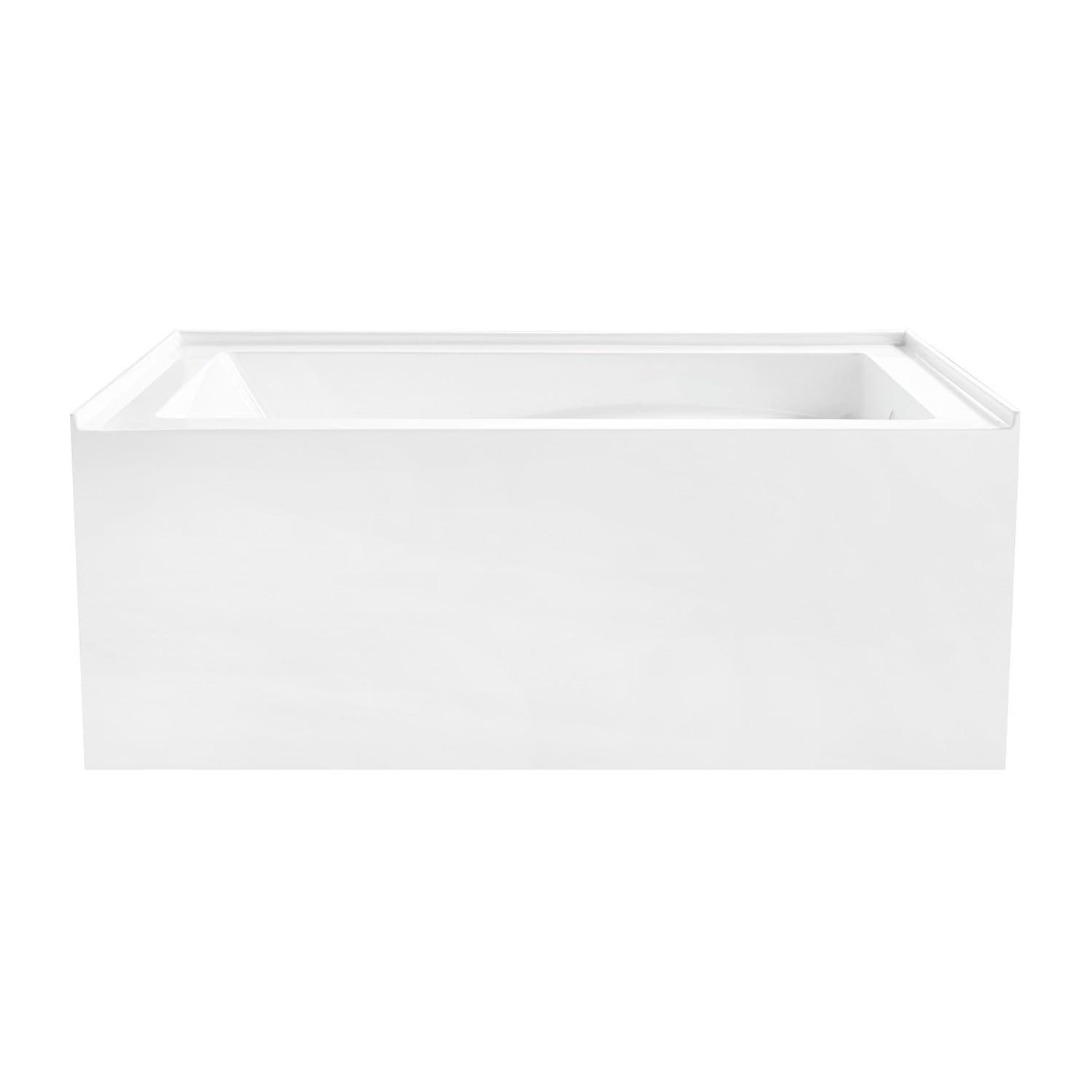Kingston Brass Aqua Eden 54-Inch Acrylic Rectangular 3-Wall Alcove Tub, Hand Drain and Anti-Skid Surface