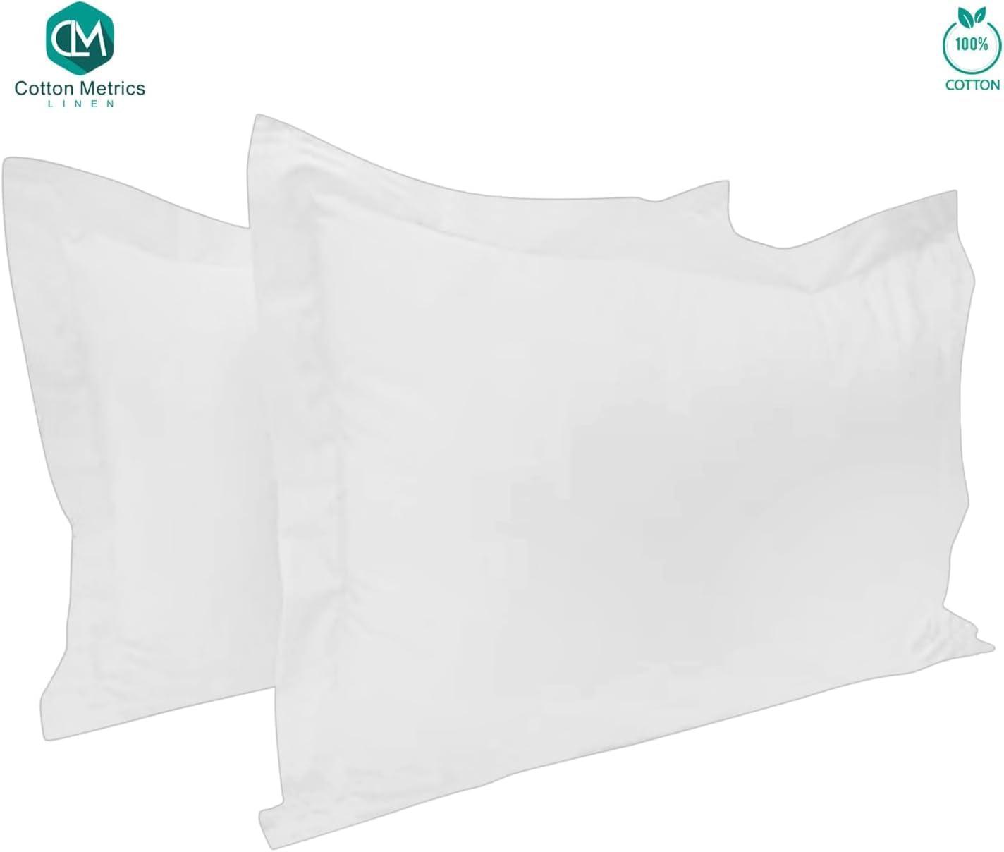 White Organic Cotton King Pillow Shams with Flange