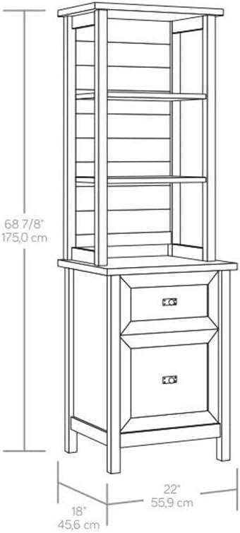 White Coastal Storage Tower with Drawers and Shelves