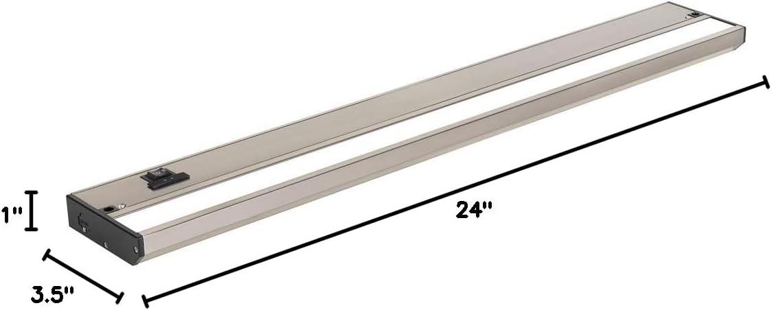 LED Under Cabinet Lighting Hardwired - 3CCT 24 Inch Satin Finish - Undercabinet Lights for Kitchen - Linkable Undercounter Dimmable Plug in Light or Hard Wired - Under Counter Fixture Direct Wire