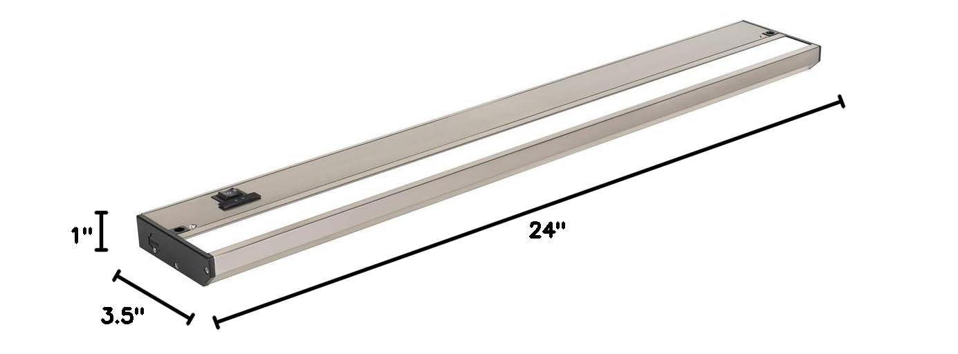 LED Under Cabinet Lighting Hardwired - 3CCT 24 Inch Satin Finish - Undercabinet Lights for Kitchen - Linkable Undercounter Dimmable Plug in Light or Hard Wired - Under Counter Fixture Direct Wire