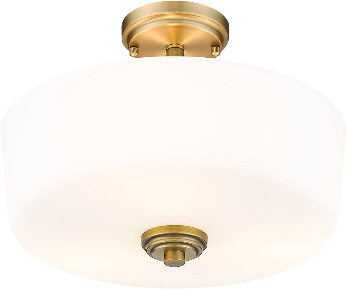Z-Lite 220SF3-HBR Arlington 15 Inch Flush Mount Ceiling Light, Brass