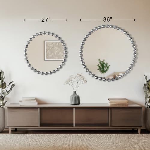 Marlowe Beaded Round Metal Wall Mirror