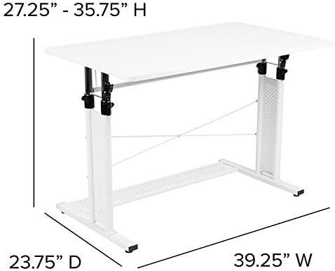 Flash Furniture Height Adjustable (27.25-35.75"H) Sit to Stand Home Office Desk