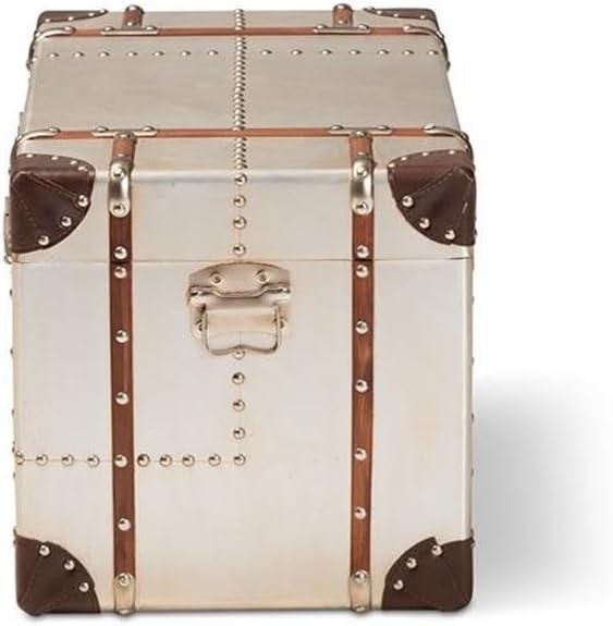 Baxton Studio Bechet French Industrial Silver Metal Storage Trunk