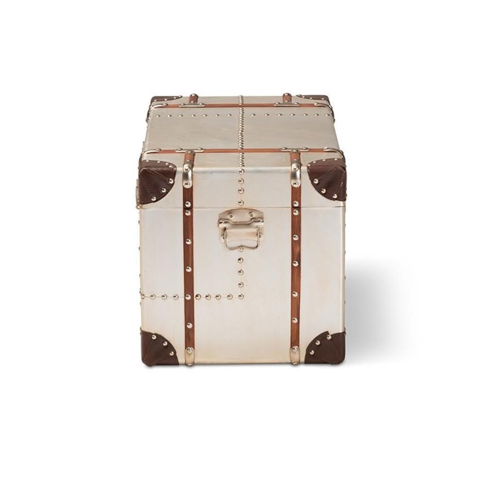 Baxton Studio Bechet French Industrial Silver Metal Storage Trunk