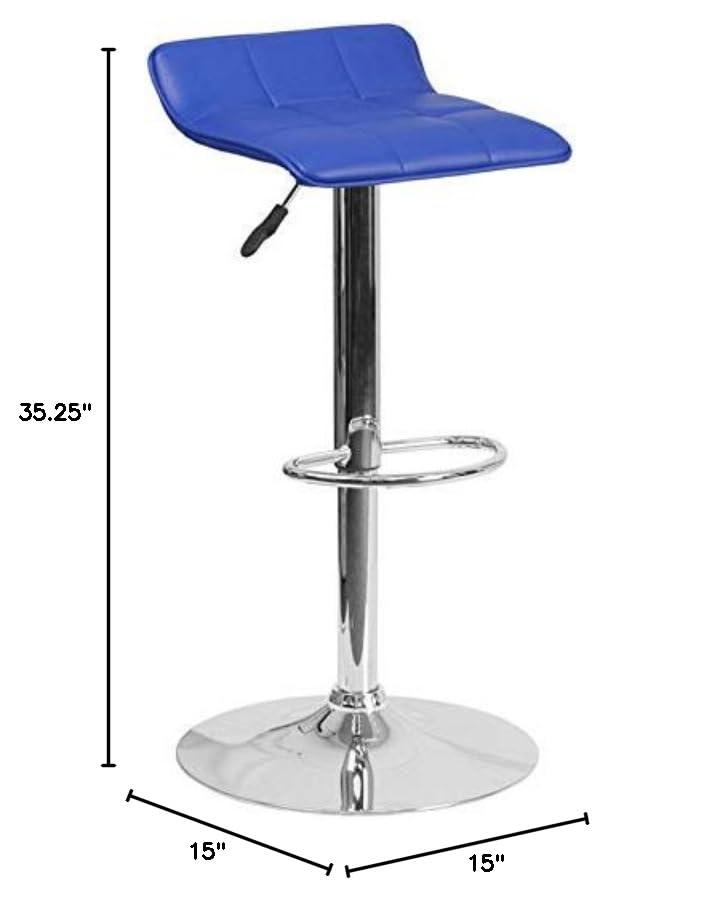 Flash Furniture Contemporary Black Vinyl Adjustable Height Barstool with Quilted Wave Seat and Chrome Base