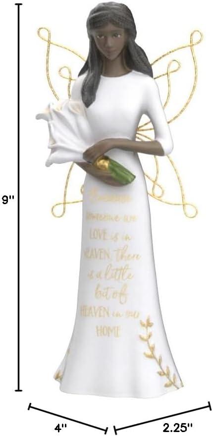 Pavilion Gift Company Pavilion - Because Someone We Love is in Heaven - 7.5 Inch Collectible in Memory Ebony Angel Figurine, White