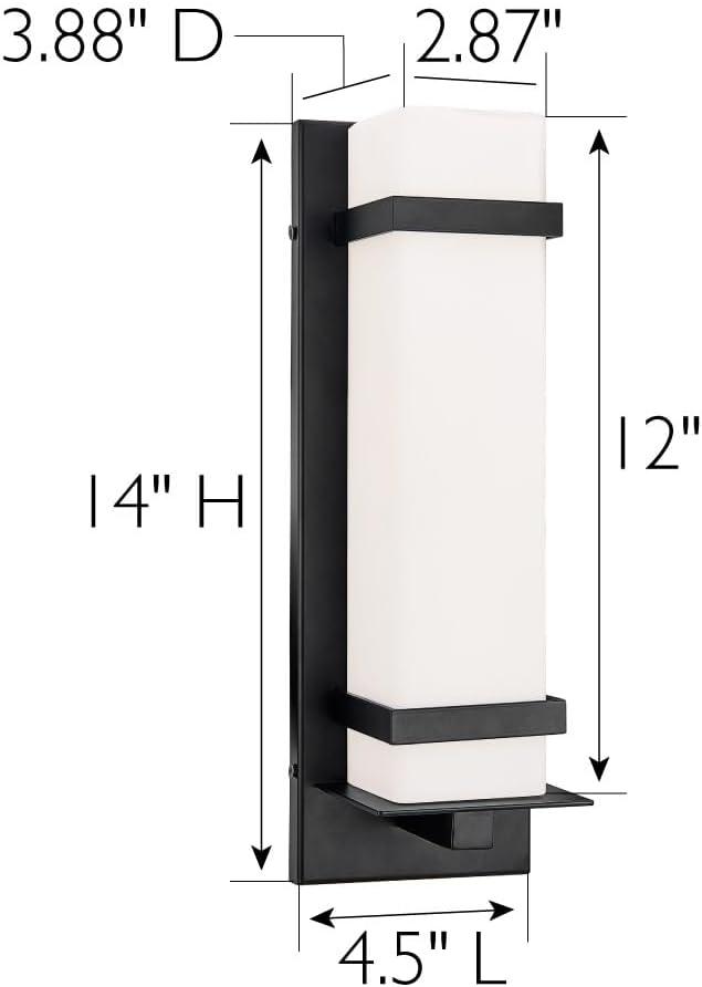 Davis Matte Black Modern Indoor/Outdoor Wall Light with Etched White Opal Glass