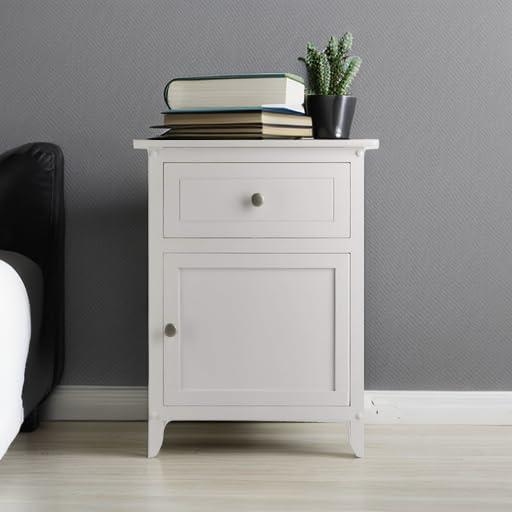 Eugene Nightstand - White - Winsome: Wood Composite Bedside Cabinet with Storage Drawer & Shelf