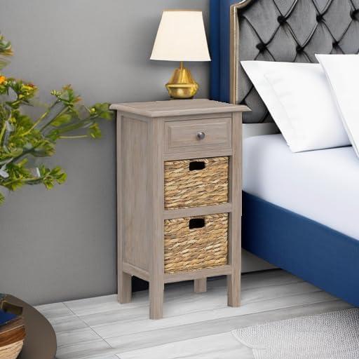 Everly Drawer Side Table - Taupe - Safavieh.