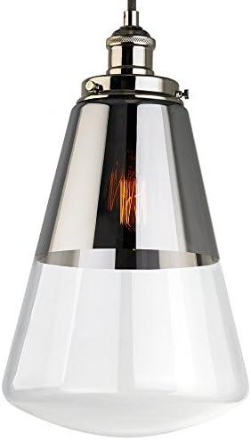 Polished Nickel Mini Pendant with Silver Glass Shade