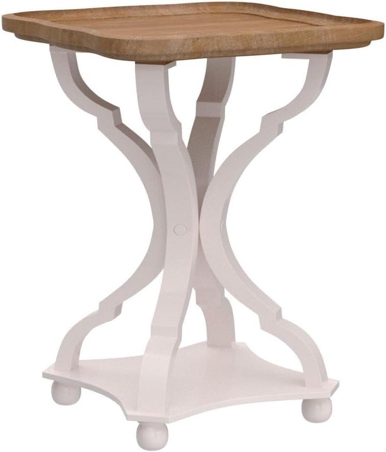 Haag Rustic Farmhouse Cottage Core Accent End Table, Natural Tray Top Side Table Nightstand