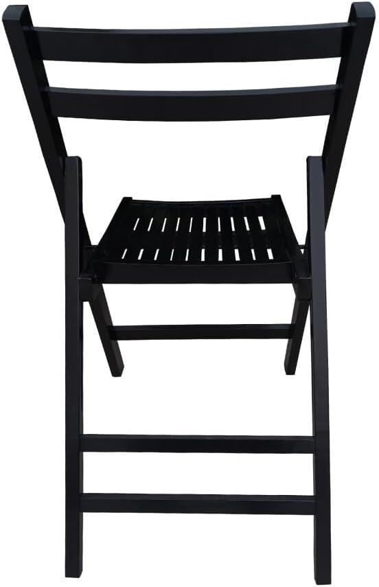 4 Pack Wooden Folding Chair, Foldable Dining Chair Set with Solid Wood Slatted Seat and Open Back, Outdoor/Indoor Portable Event Chair Wedding Chair for Dining Room Kitchen Balcony Garden, Black