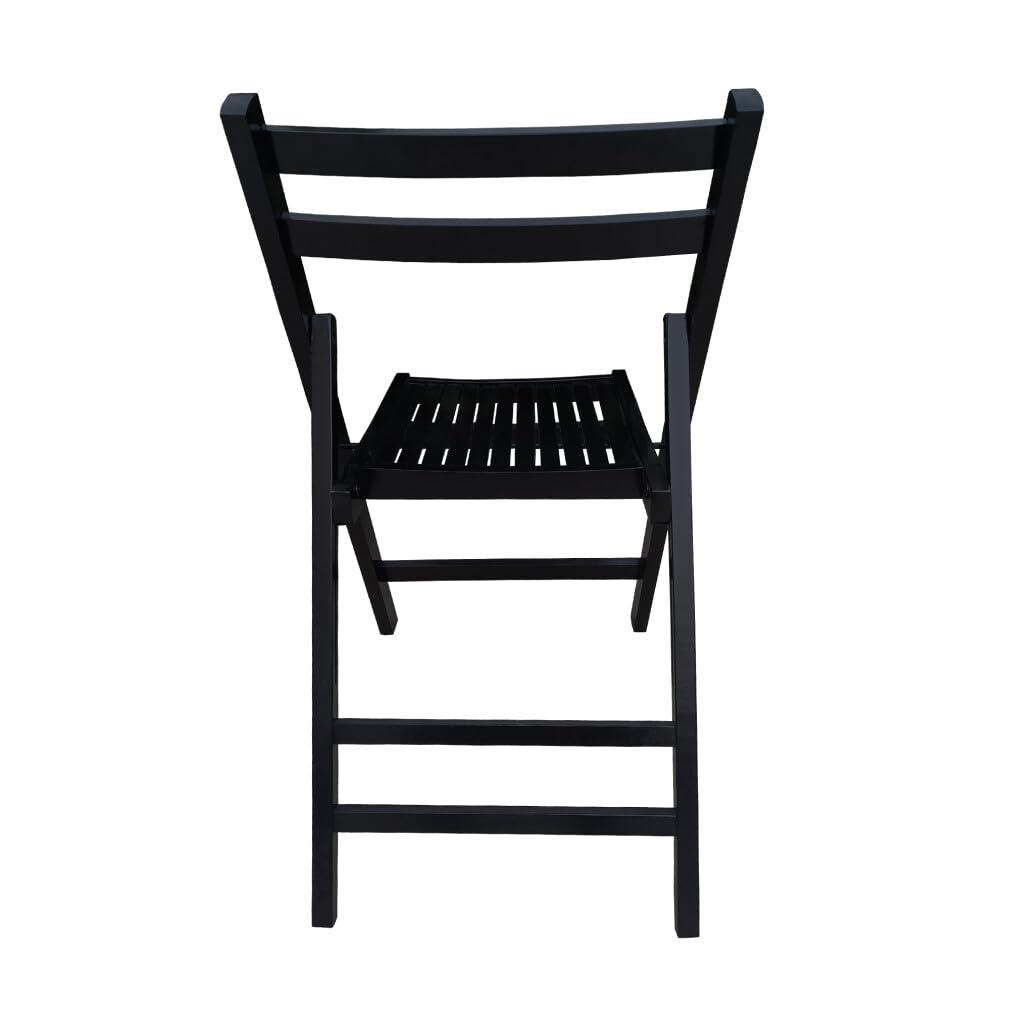 4 Pack Wooden Folding Chair, Foldable Dining Chair Set with Solid Wood Slatted Seat and Open Back, Outdoor/Indoor Portable Event Chair Wedding Chair for Dining Room Kitchen Balcony Garden, Black