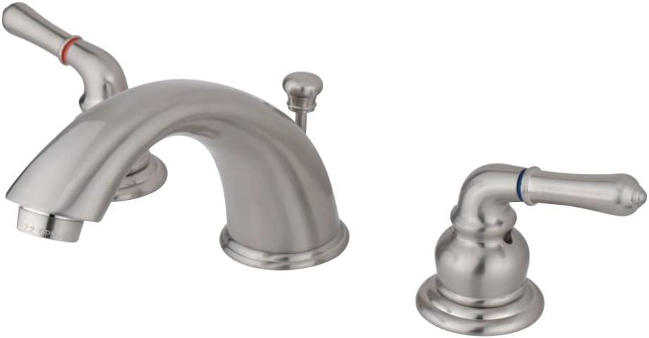 Kingston Brass Magellan Two-Handle 3-Hole Deck Mount Widespread Bathroom Faucet with Brass Pop-Up Drain